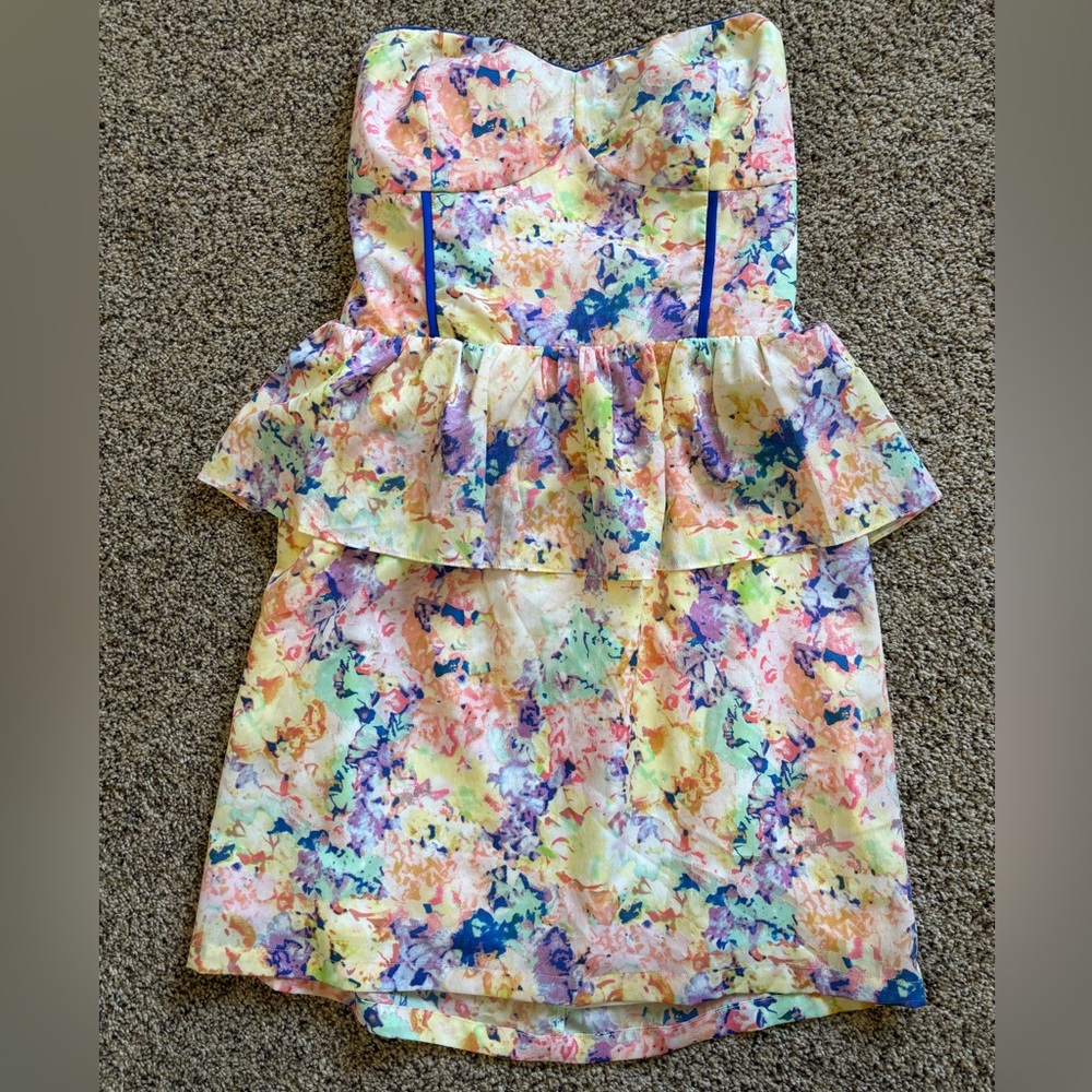 Strapless floral dress